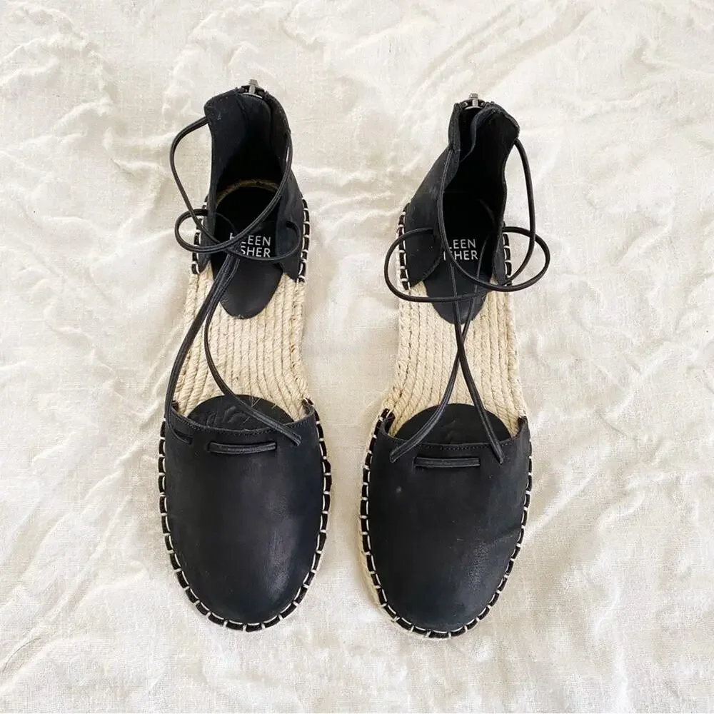 Eileen fisher Lace Leather Espadrille New $155